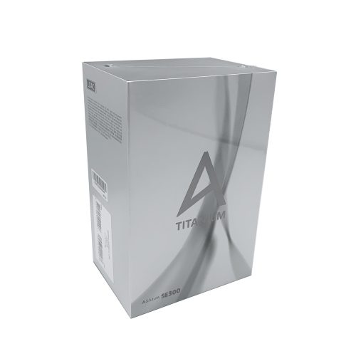 Astell&Kern SE300 Titan retail box front 3 quarter over white background