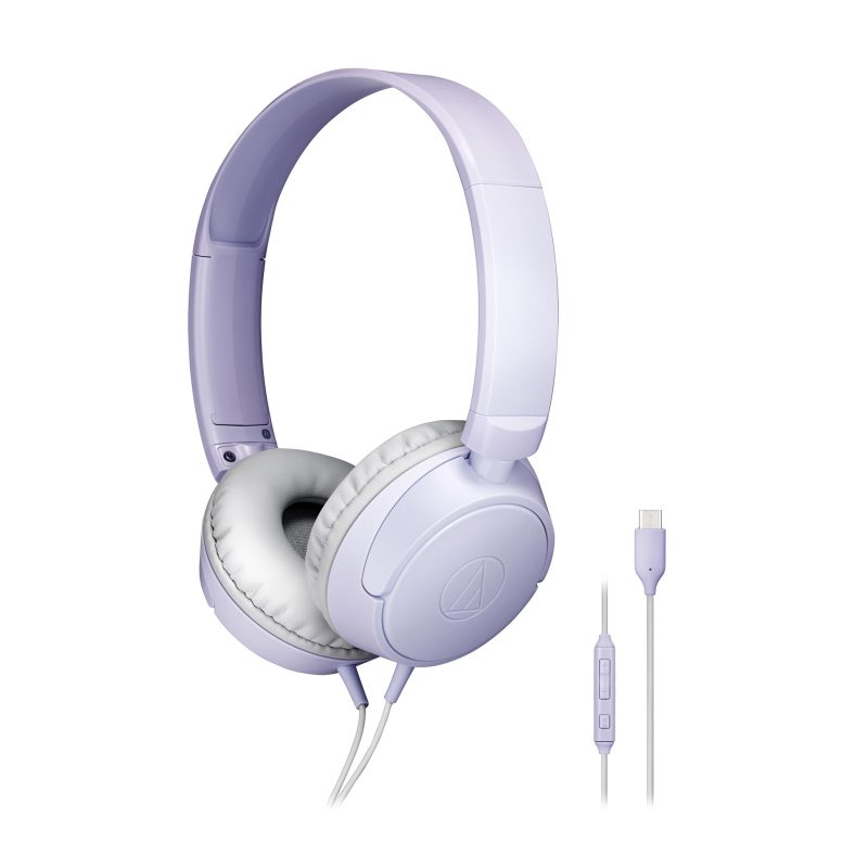 Audio-Technica ATH-S120C violet headphone front quarter whitebox