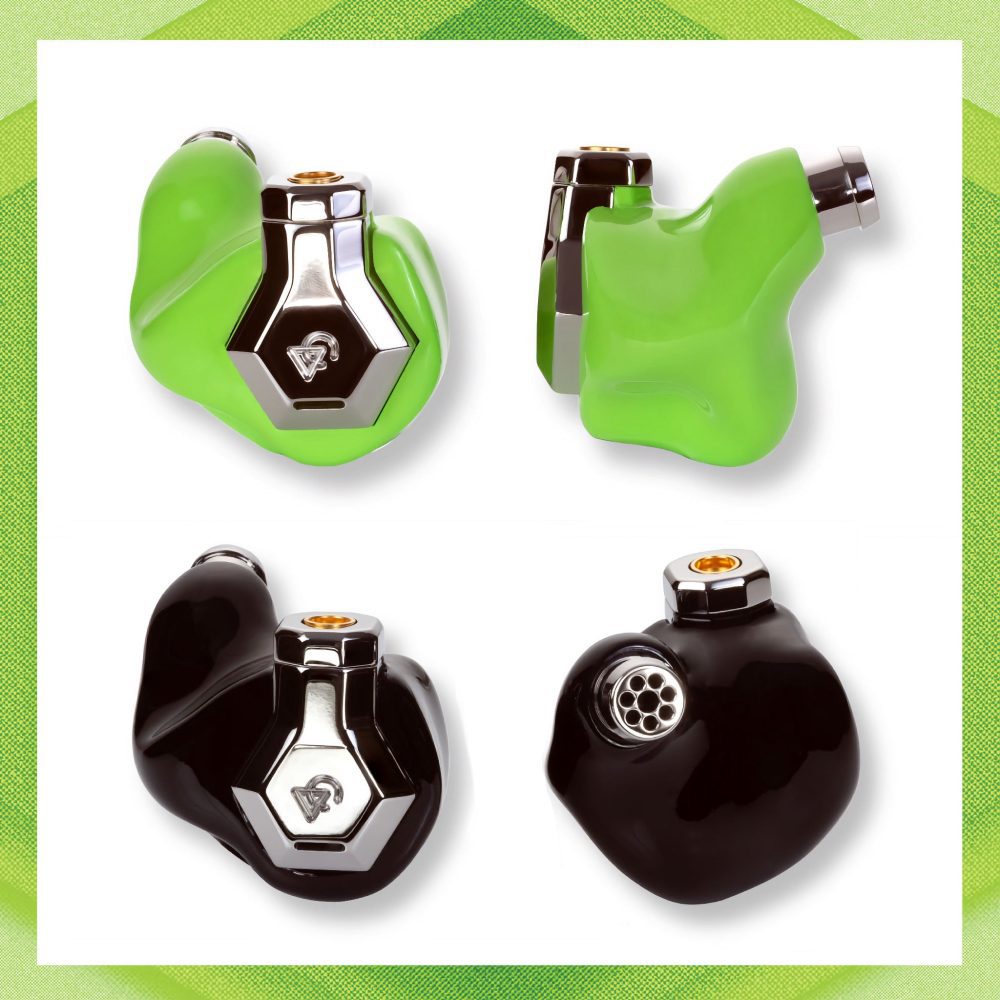 Campfire Audio Ponderosa black and green earphones with green frame