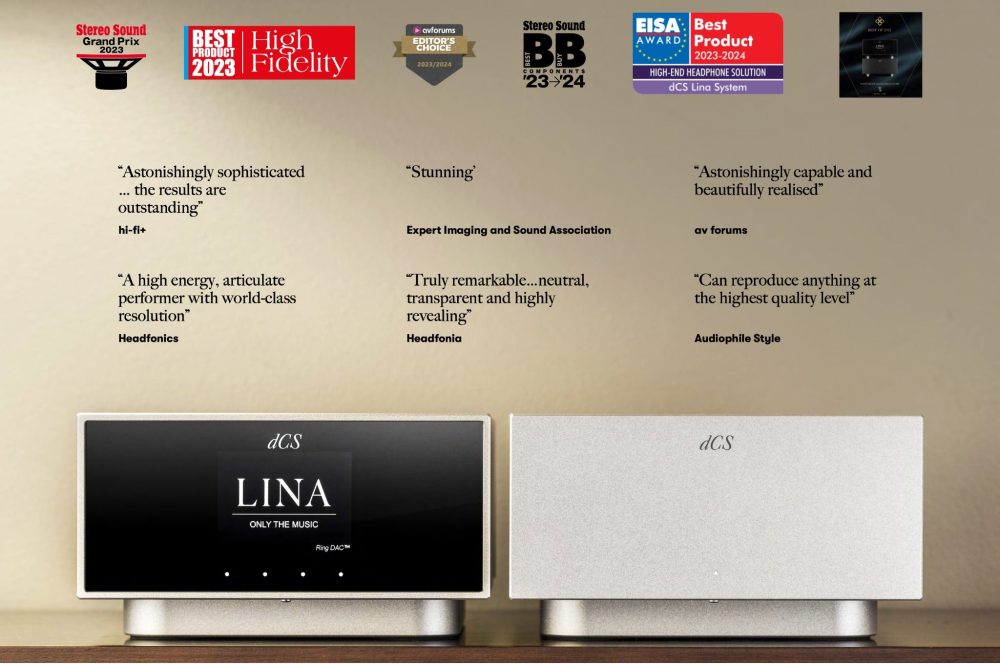 dcs Lina system silver front with award banners and review statements