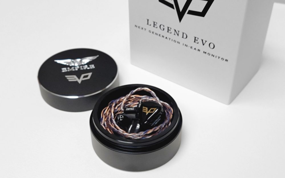 Empire Legend EVO with attached stock cable coiled in black metal case with retail box