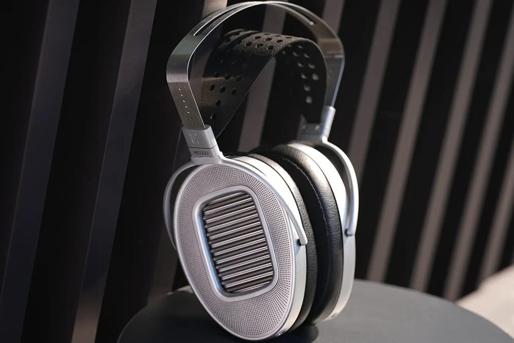 HIFIMAN HE1000 Unveiled headphone sitting on black table