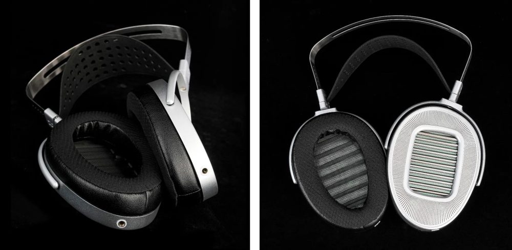 HiFiMAN HE1000 x2 thumbnails over black highlighting earpads