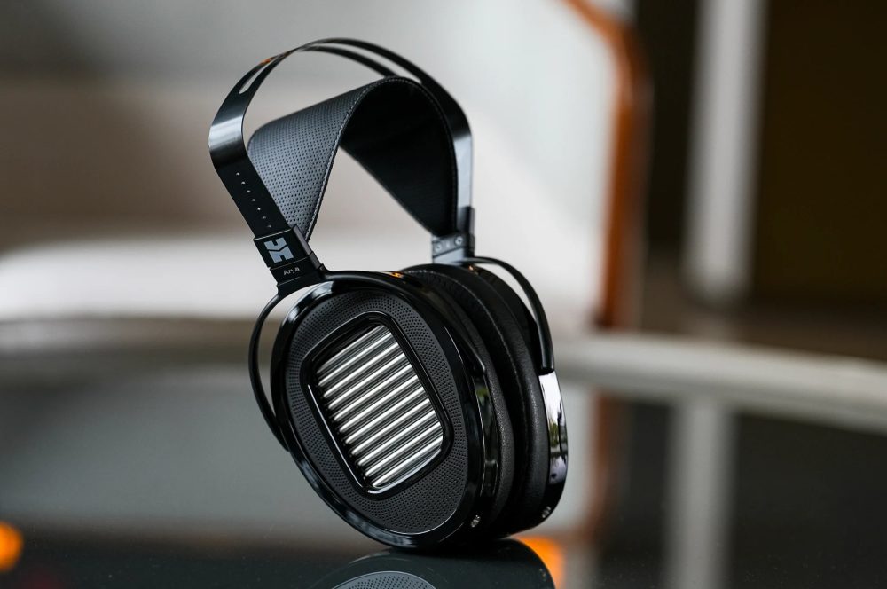 HiFiMAN Arya Unveiled headphone sitting on reflective surface