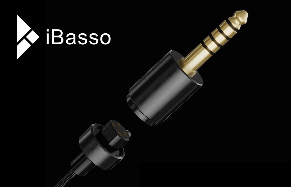 closeup iBasso 3T-154 modular 4.4mm plug with logo