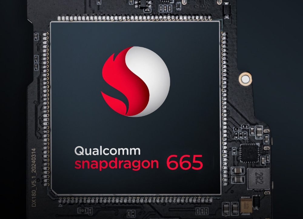 closeup Snapdragon 665 CPU and circuitboard