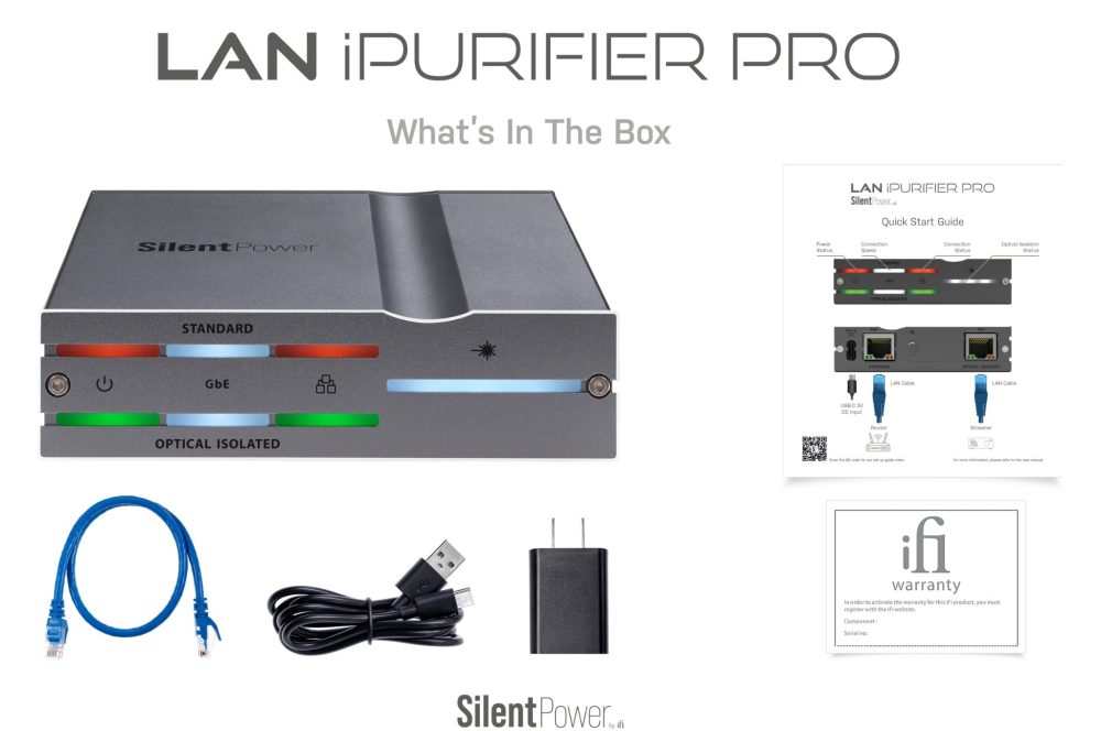 what's in the box for iFi LAN iPurifier Pro