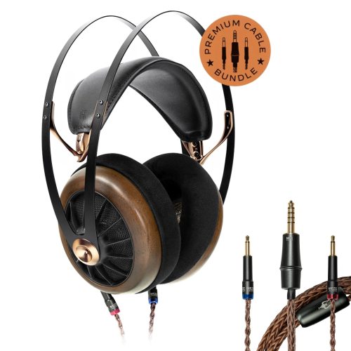 Meze Audio 109 PRO front quarter with 4.4mm copper upgrade cable whitebox