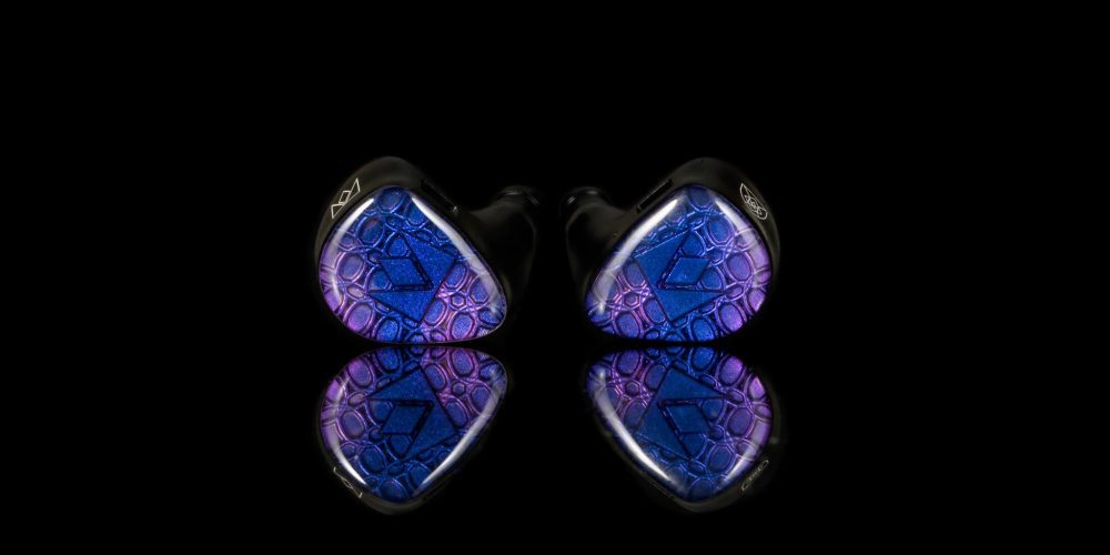 Noble Audio Knight IEMs front eye level over black background