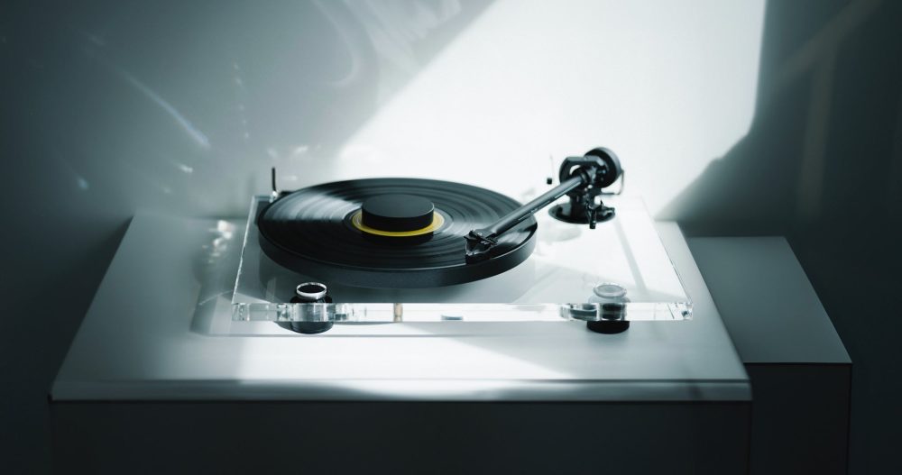 Pro-Ject XA B turntable front low angle dramatic lighting