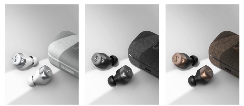 Sennheiser Momentum 4 thumbnails displaying Black Graphite, White Silver, and Black Copper finishes