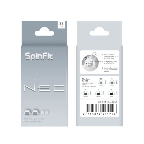 Spinfit NEO front retail packaging size SS whitebox