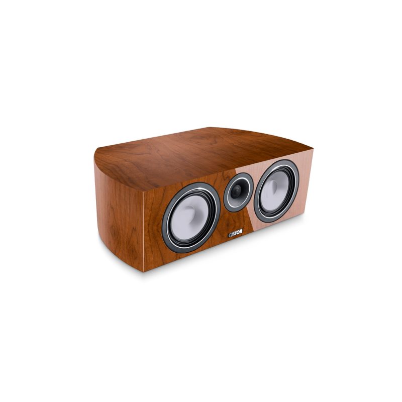 Canton Vento 50 center speaker natural walnut 3 quarter over white background